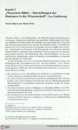 "Menschen-Bilder - Darstellungen des Humanen in der Wissenschaft. Zur Einführung
