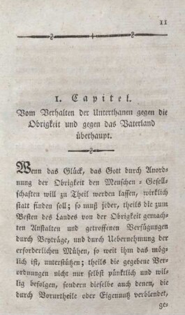1. Capitel. Vom Verhalten der Unterthanen gegen die Obrigkeit und gegen das Vaterland überhaupt.