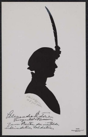 Postkarte mit Silhouettenporträt von Alexandra Viktoria von Schleswig-Holstein-Sonderburg-Glücksburg
