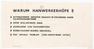 Wohn-Werksiedlung Märkisches Viertel, Berlin-Reinickendorf: Warum Handwerkerhöfe?