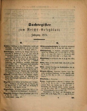 Reichsgesetzblatt. 1871