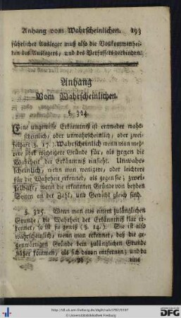 Anhang. Vom Wahrscheinlichen.