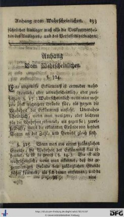Anhang. Vom Wahrscheinlichen.