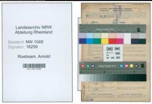 Entnazifizierung Arnold Ruebsam , geb. 10.10.1899 (Bauingenieur)