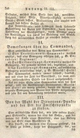 II. Bemerkungen über die Commandos.