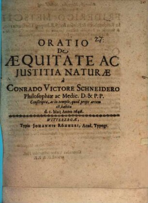 Oratio de aequitate ac justitia naturae