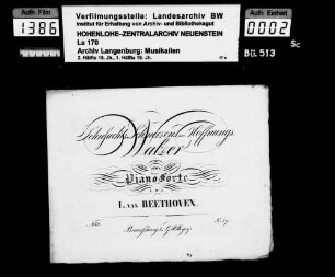 Ludwig van Beethoven (1770-1827): Sehnsuchts- Schmerzens- und Hoffnungs- / Walzer / fürs / Piano-Forte / von / L. van Beethoven Braunschweig bei G.M. Meyer