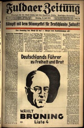 Erste Ausgabe vom Sonntag, den 31. Juli 1932.