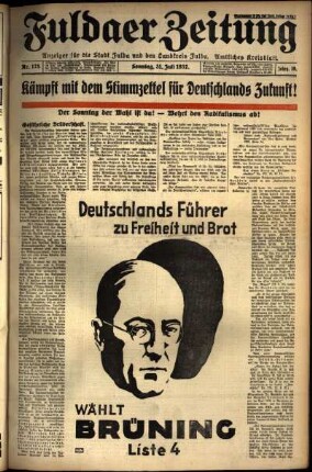 Erste Ausgabe vom Sonntag, den 31. Juli 1932.