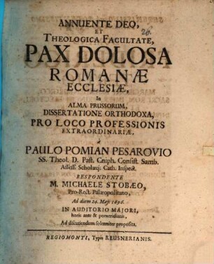 Pax dolosa Romanae ecclesiae