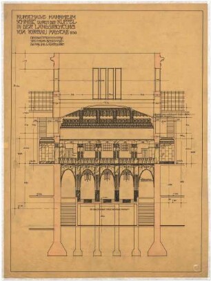 Billing, Hermann; Mannheim (Baden-Württemberg); Kunsthalle - Kuppel (Längsschnitt)
