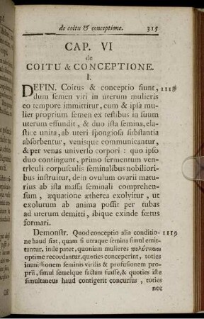 Cap. VI. de Coitu & Conceptione.