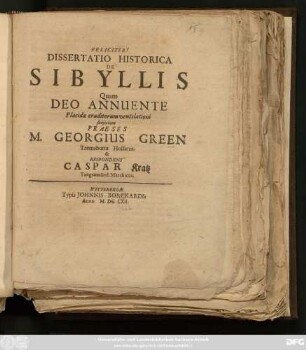 Dissertatio Historica De Sibyllis