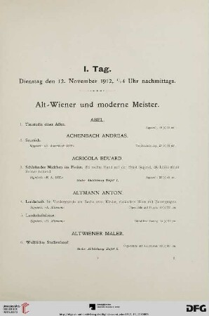 Dienstag, nachmittags ½ 4 Uhr (Nr. 1-144)