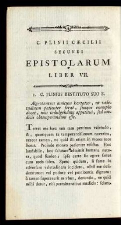 I. C. Plinius Restituto Suo S.