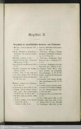 Register II. Verzeichniß der hauptsächlichsten Personen- und Ortsnamen