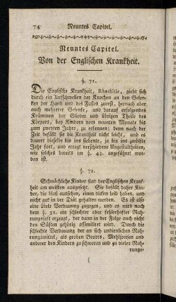 74-77, Neuntes Capitel: Von der Englischen Krankheit