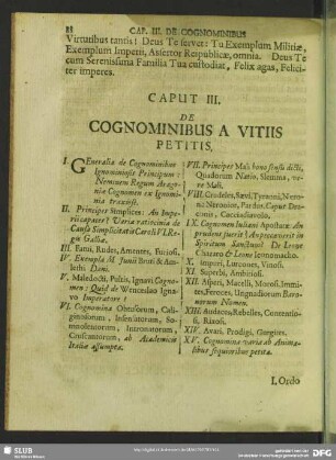 Caput III. De Cognominibus A Vitiis Petitis