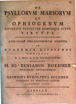 De psyllorum, marsorum et ophiogenum adversus serpentes eorumque ictus virtute