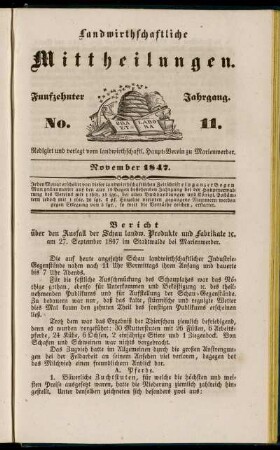 Funfzehnter Jahrgang. No. 11.
