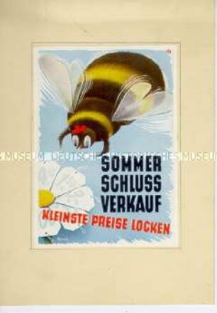Kleine Werbetafel zum Sommer-Schluss-Verkauf