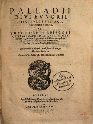 Historia Lausiaca et Theodoretus religiosa historia