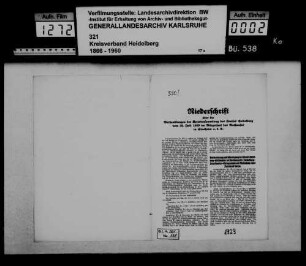 Niederschrift über die Verhandlungen der außerordentlichen Kreisversammlung 1929