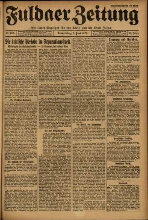 Erste Ausgabe vom Donnerstag, den 07. Juni 1923.