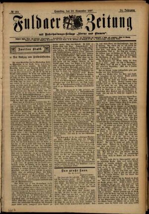 Zweite Ausgabe vom Samstag, den 13. November 1897.