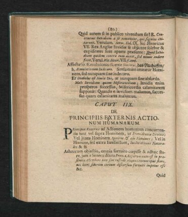 Caput IIX. De Principiis Externis Actionum Humanarum.