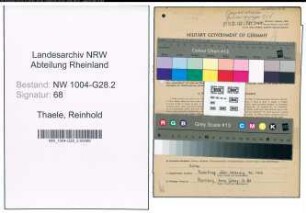 Entnazifizierung Reinhold Thaele , geb. 09.06.1895 (Postsekretaer)