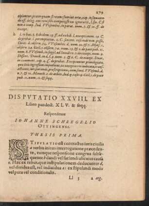 Disputatio XXVIII. Ex Libro pandect. XLV. & seqq.