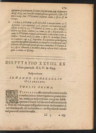 Disputatio XXVIII. Ex Libro pandect. XLV. & seqq.