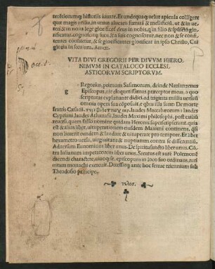 Vita Divi Gregorii Per Divum Hieronimum In Catalogo Ecclesiasticorum Scriptorum.