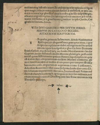 Vita Divi Gregorii Per Divum Hieronimum In Catalogo Ecclesiasticorum Scriptorum.