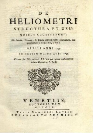 De Heliometri Structura Et Usu
