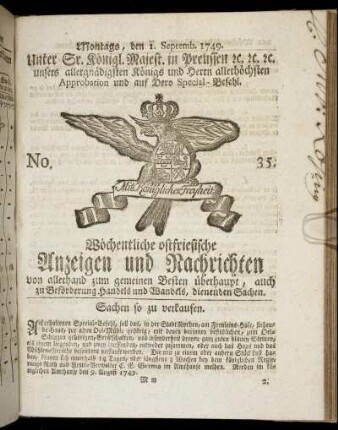 No. 35. Montags, den 1. Septemb. 1749.