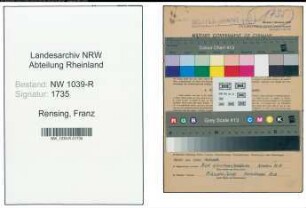 Entnazifizierung Franz Rensing , geb. 12.08.1906 (Angestellter)