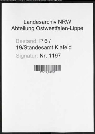 Sterberegister Standesamt Klafeld