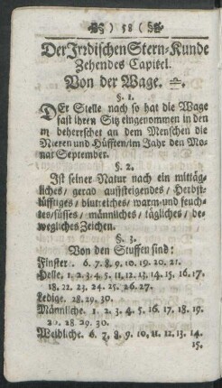 Der Irrdischen Stern-Kunde Zehendes Capitel. Von der Wage