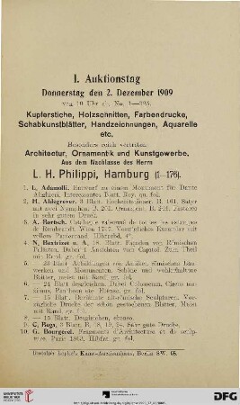 Kupferstiche, Holzschnitten, Farbendrucke,, Schabkunstblätter, Handzeichnungen, Aquarelle etc. (Nr. 1-325)