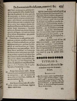 Titulus L. Ne Clerici, vel Monachi saecularibus negotiis se immisceant
