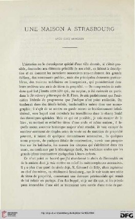 2.Ser. 7.1869: Une maison a Strasbourg : Avec cinq annexes