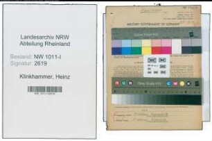 Entnazifizierung Heinz Klinkhammer , geb. 14.12.1915 (Betriebsassistent)