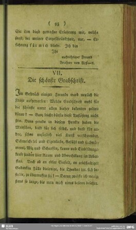VII. Die schönste Grabschrift