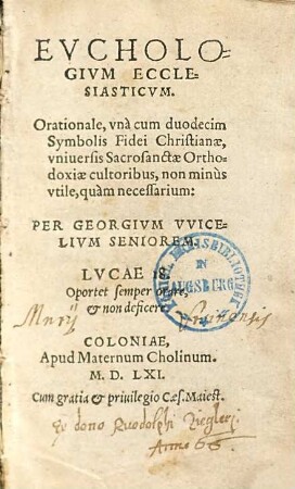 Euchologium ecclesiasticum ...