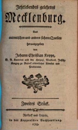 Jetztlebendes gelehrtes Mecklenburg, 2