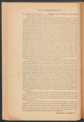 "La Reforma Universitaria", Publicación de la Federación Universitaria, Tomos I - VI, Buenos Aires, 1927