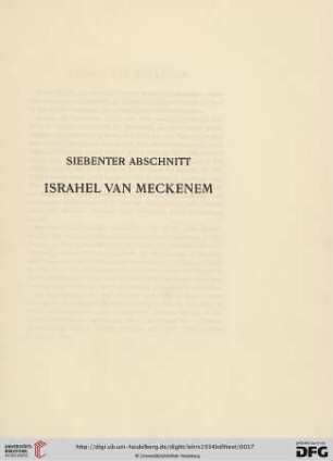 Siebenter Abschnitt: Israhel van Meckenem