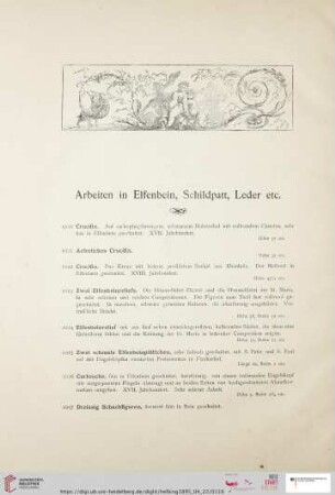 Arbeiten in Elfenbein, Schildpatt, Leder etc. (Nr. 1020 - 1081)
